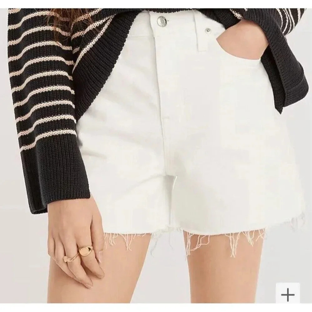 J. Crew High Rise Denim Short in White Size 35 style‎ BF382